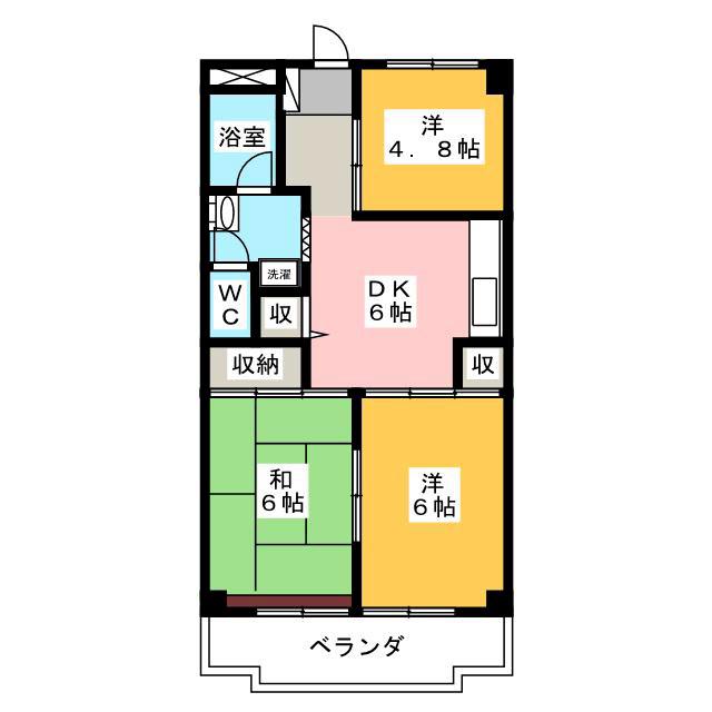 サンハイツ橋本第2(3DK/3階)の間取り写真