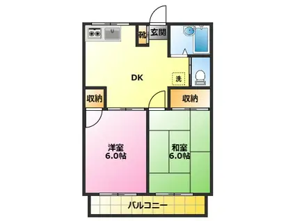 モリハイツ(2DK/2階)の間取り写真