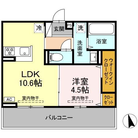 ヒルズスクエア(1LDK/1階)の間取り写真