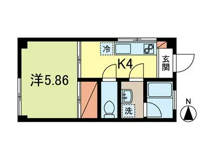三井マンション(1DK/2階)の間取り写真