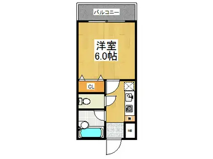 メゾンパルI(1K/1階)の間取り写真