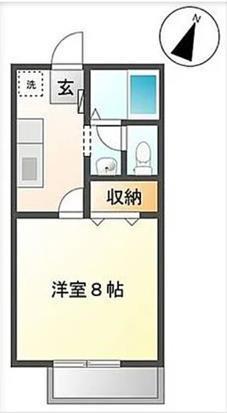 サンロイヤル加茂(1K/1階)の間取り写真