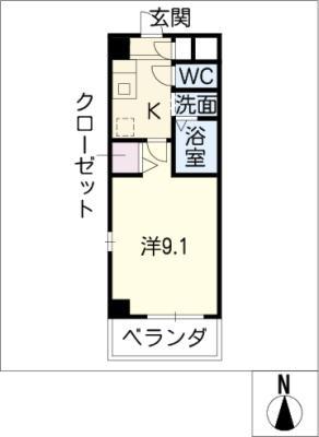 ボヌール(1K/2階)の間取り写真