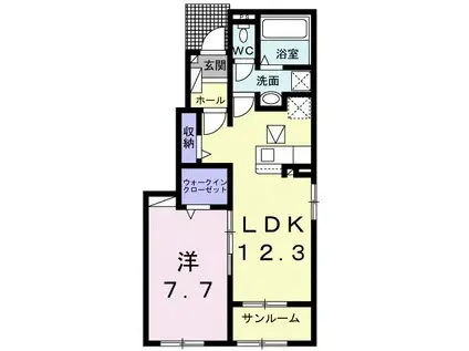 咲くら屋I(1LDK/1階)の間取り写真