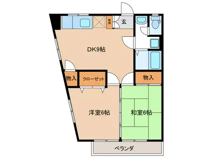 下田ハイツ馬場町(2DK/3階)の間取り写真