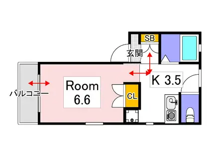 SHINY FLOWER(1K/2階)の間取り写真