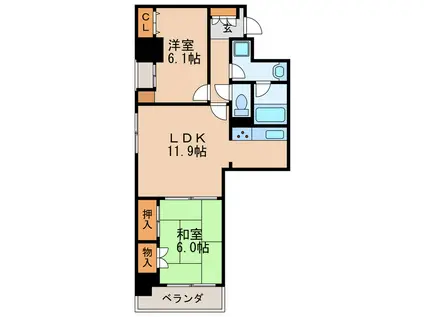 グランステート丸の内(2LDK/4階)の間取り写真