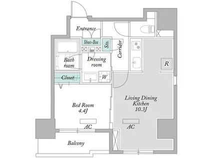 グラン フェリシア笹塚(1LDK/4階)の間取り写真