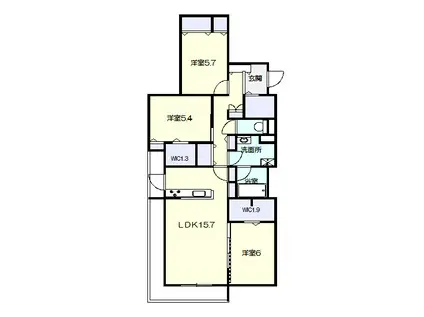 GRAND HILLS けやき(3LDK/2階)の間取り写真