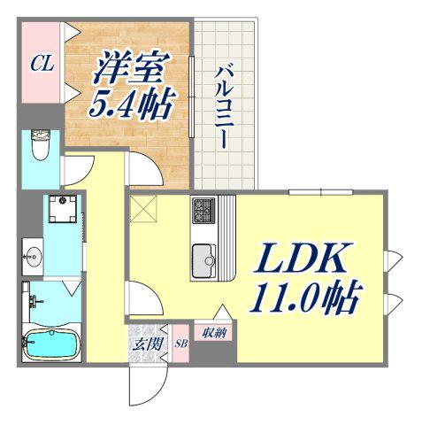 バレンティア(1LDK/1階)の間取り写真