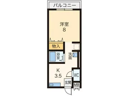 リードプレーンエム(1K/2階)の間取り写真