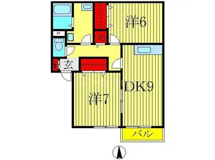 リビングタウン野田A・B・C(2DK/2階)の間取り写真
