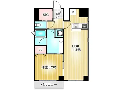クラシタイヤー呉服町(1LDK/5階)の間取り写真