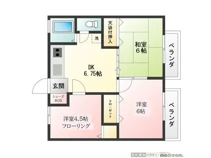 グリーンアベニュー壱番館(3DK/1階)の間取り写真