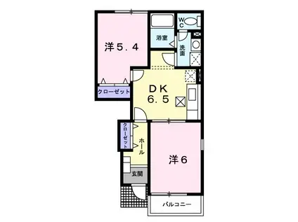 メゾン・リヴェールI(2DK/1階)の間取り写真