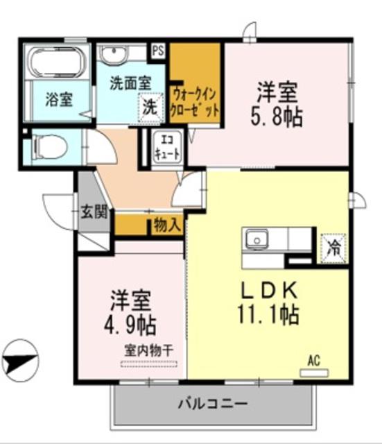 ブランシェメゾン(2LDK/3階)の間取り写真