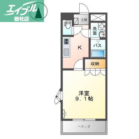 カーサY(1K/2階)の間取り写真