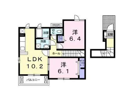 シャン・ド・フルールII(2LDK/2階)の間取り写真