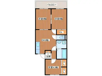 ロイヤルハイツ宏和II(3LDK/4階)の間取り写真