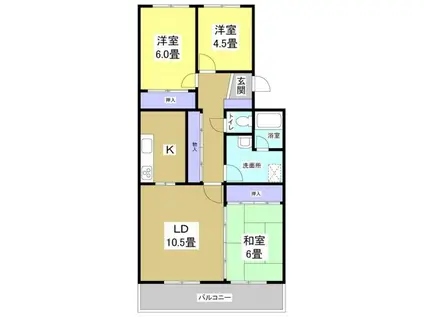 明開ハイツB(3LDK/3階)の間取り写真