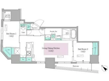 アーバネックス日本橋馬喰町II(2LDK/10階)の間取り写真