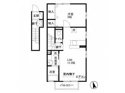 アークヒルズA(1LDK/2階)の間取り写真