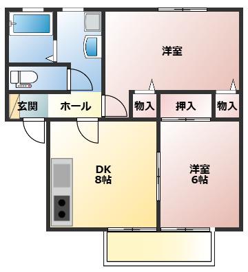 ハイカムールさわ(2DK/1階)の間取り写真