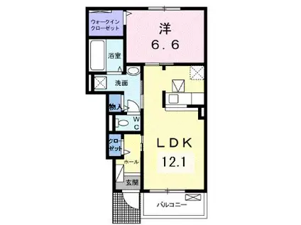 JR福塩線 高木駅(広島) 徒歩15分 2階建 築7年(1LDK/1階)の間取り写真