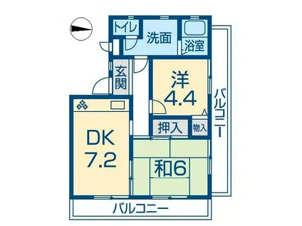 クリーンピア下寺町(2DK/4階)の間取り写真
