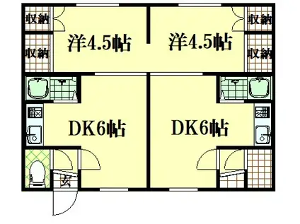 旭町113ハイツA(2DK/1階)の間取り写真