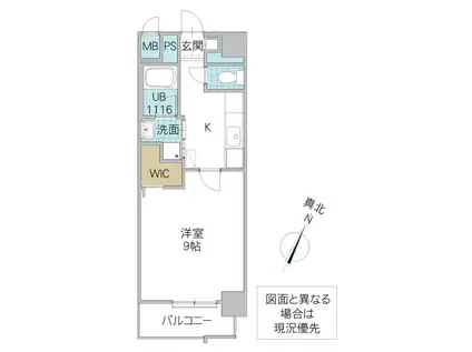 LEGABENE柏の葉(1K/8階)の間取り写真