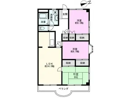スクエア松戸(3LDK/2階)の間取り写真