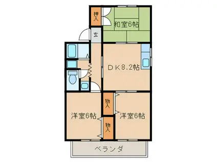 エディフィスコウノス C棟(3DK/1階)の間取り写真