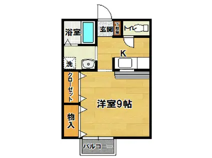 カラントアン高野台(1K/2階)の間取り写真