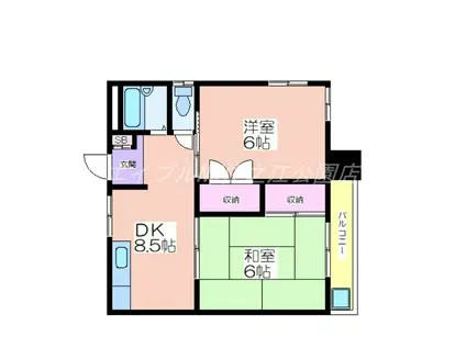 コーポ澄(2DK/6階)の間取り写真