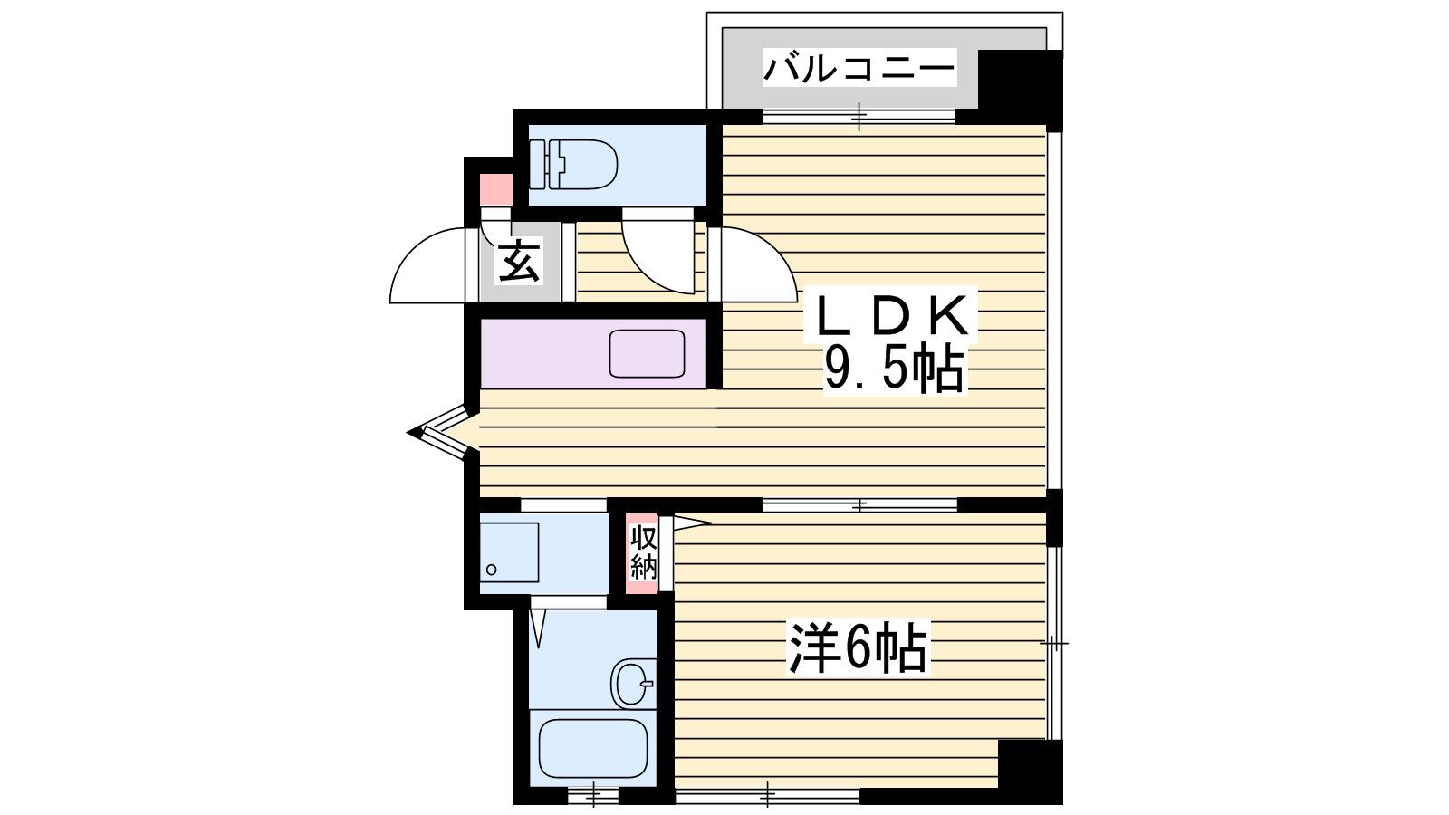 ベルトピア姫路I(1LDK/3階)の間取り写真
