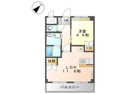 セゾンコアTN(1LDK/1階)の間取り写真