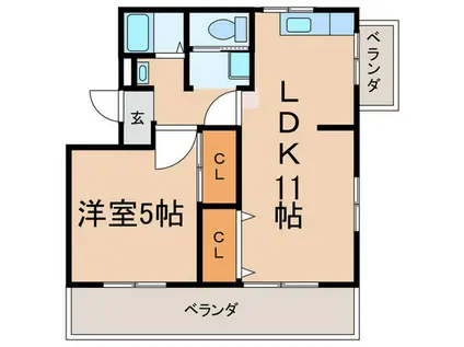 メゾンかりがね(1LDK/3階)の間取り写真