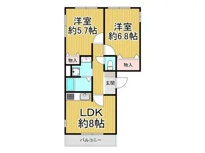 グローリー桂(2LDK/3階)の間取り写真