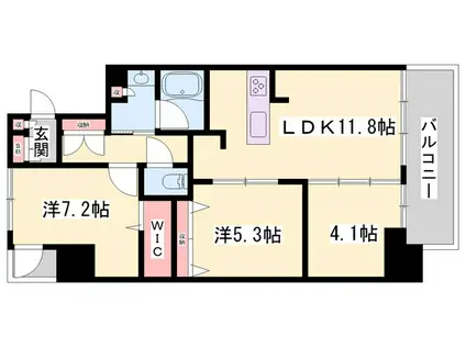 ケイマン(3LDK/8階)の間取り写真