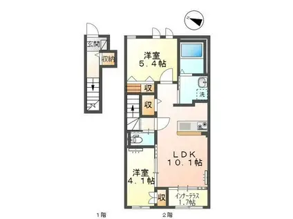 サンヒルズ(2LDK/2階)の間取り写真