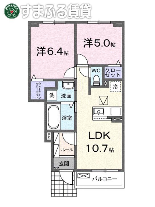ペルラ ルーチェA(2LDK/1階)の間取り写真