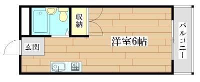 クローバーMオザキB(1K/2階)の間取り写真