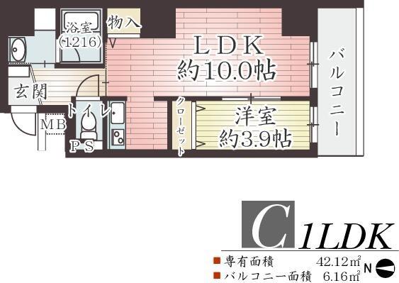 アーベル更紗北堀江(1LDK/8階)の間取り写真