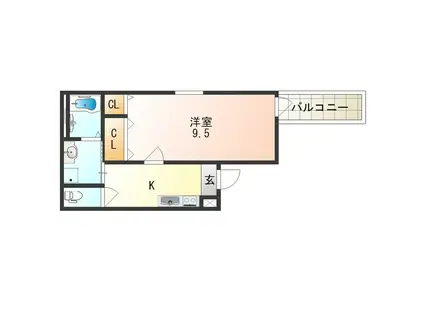 フジパレス喜連瓜破II番館(1K/1階)の間取り写真