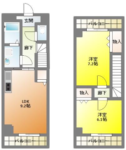 ティアラ植松(2LDK/5階)の間取り写真