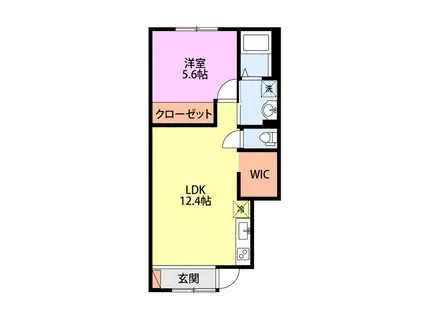 JR白新線 西新発田駅 徒歩36分 2階建 新築(1LDK/1階)の間取り写真