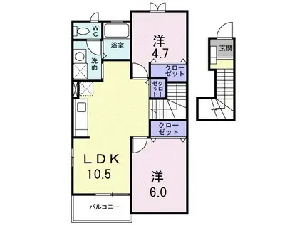 ファインホーム(2LDK/2階)の間取り写真