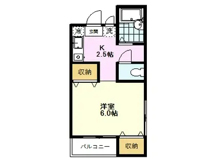 澤登ハイツE(1K/2階)の間取り写真