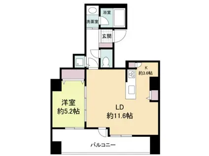 クロスレジデンス大阪新町(1LDK/11階)の間取り写真